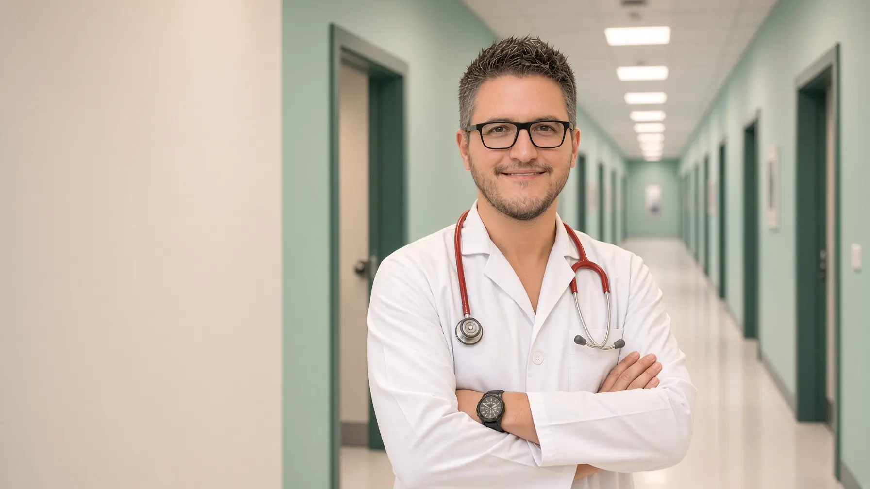 Dr. Mikel Koti në korridorin e spitalit